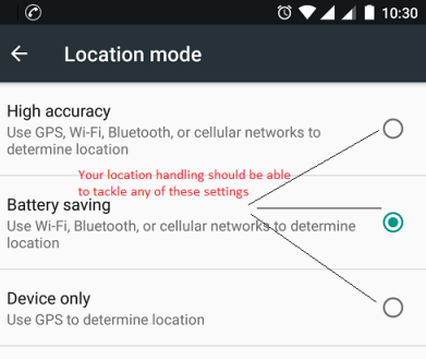 Power consumption for Location Service