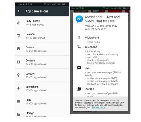 Permisions review in Google and how and App details the permission it uses