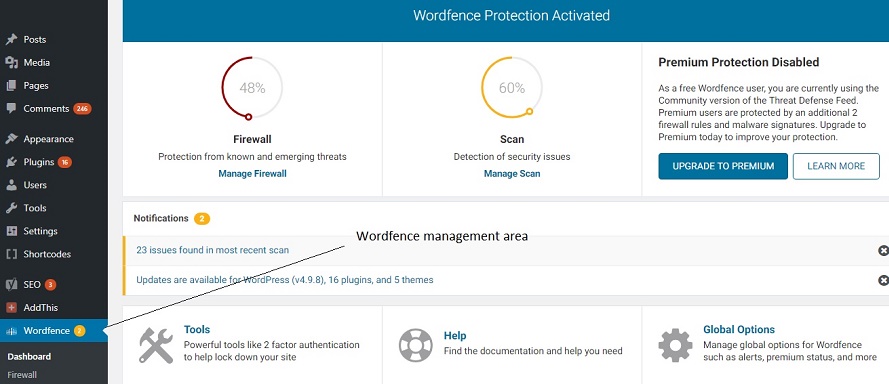 Wordfence security plugin for your website