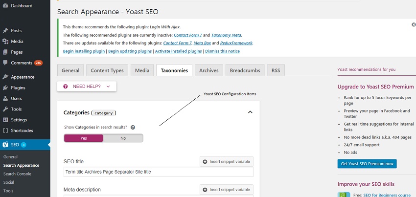 Yoast SEO plugin in action