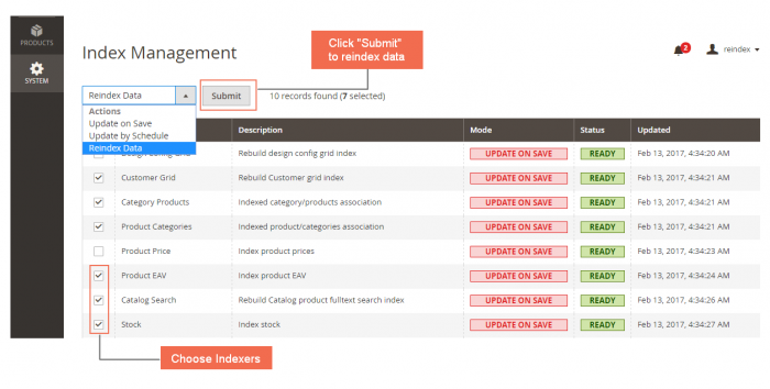 magento 2 reindex from admin extension